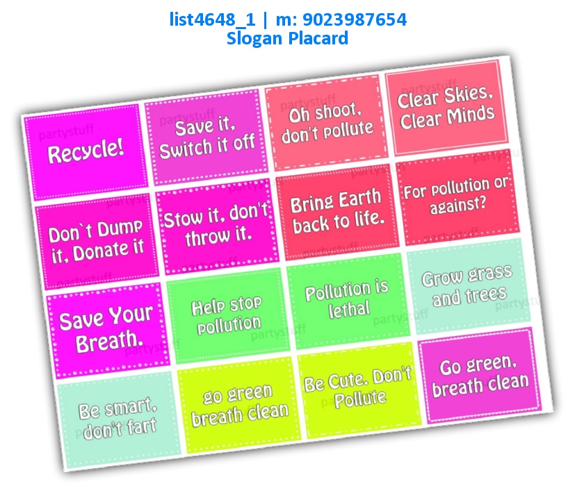 Pollution Slogans | Printed list4648_1 Printed Props