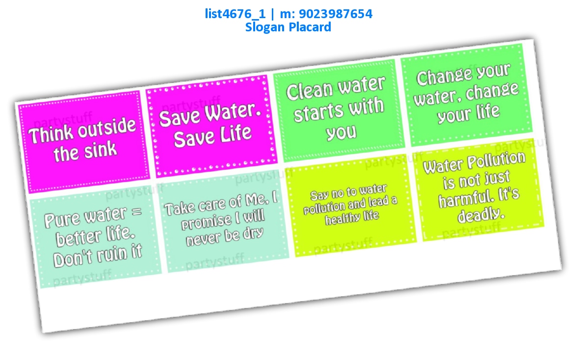 Water pollution Slogans | Printed list4676_1 Printed Props