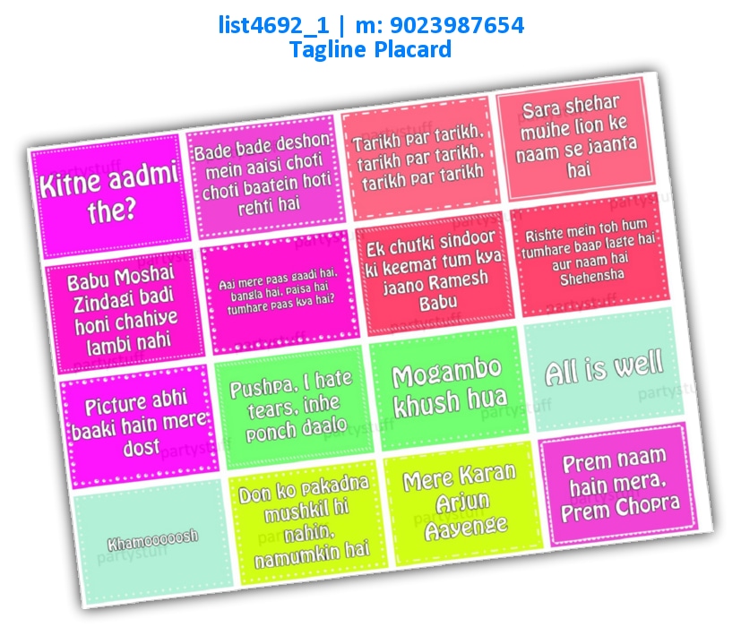 Bollywood Movie Dialogs Speech Bubbles 3 | Printed list4692_1 Printed Props