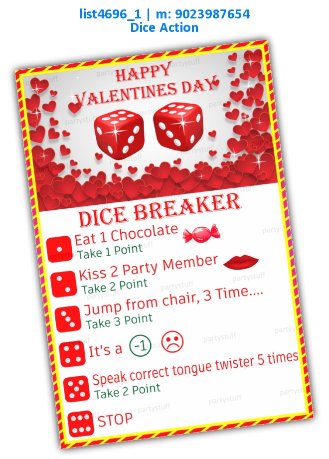 Valetine Dice breaker | Printed list4696_1 Printed Paper Games