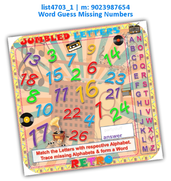 Retro Guess Missing Word | Printed list4703_1 Printed Paper Games
