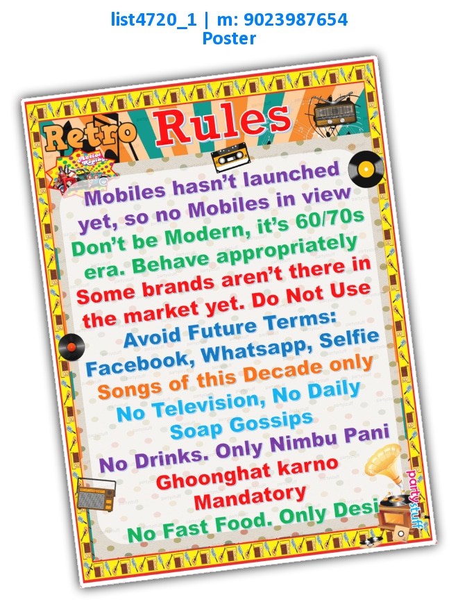 Retro Rules Poster | Printed list4720_1 Printed Decoration