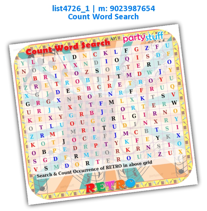 Retro Word Count list4726_1 Printed Paper Games