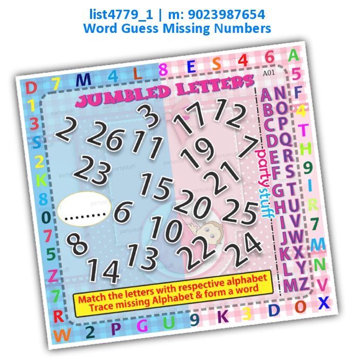 Baby Guess Word Missing Number | Printed list4779_1 Printed Paper Games