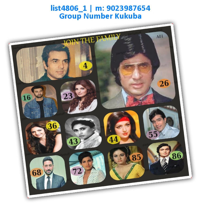 Bollywood Family kukuba | Printed list4806_1 Printed Tambola Housie