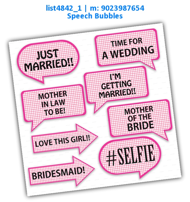Wedding Pink Speech Bubbles | Printed list4842_1 Printed Props