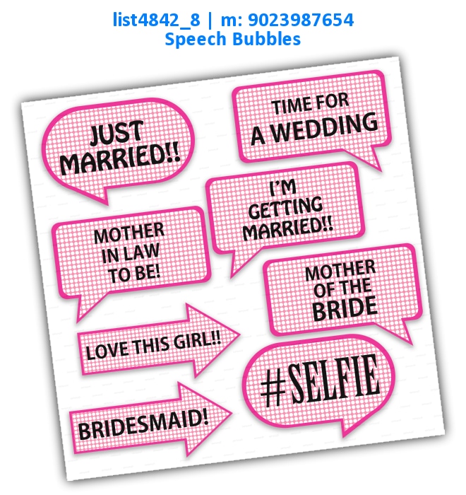 Wedding Pink Speech Bubbles | Printed list4842_8 Printed Props