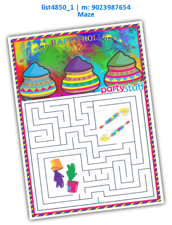 Holi Maze 2 | Printed list4850_1 Printed Paper Games