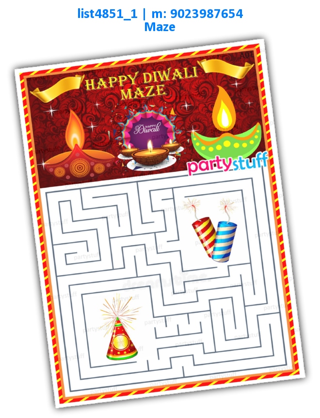 Diwali Maze | Printed list4851_1 Printed Paper Games