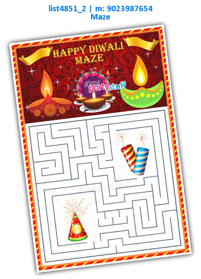 Diwali Maze | Printed list4851_2 Printed Paper Games