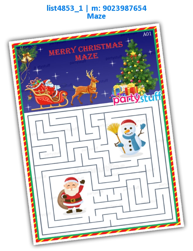 Christmas Maze | Printed list4853_1 Printed Paper Games