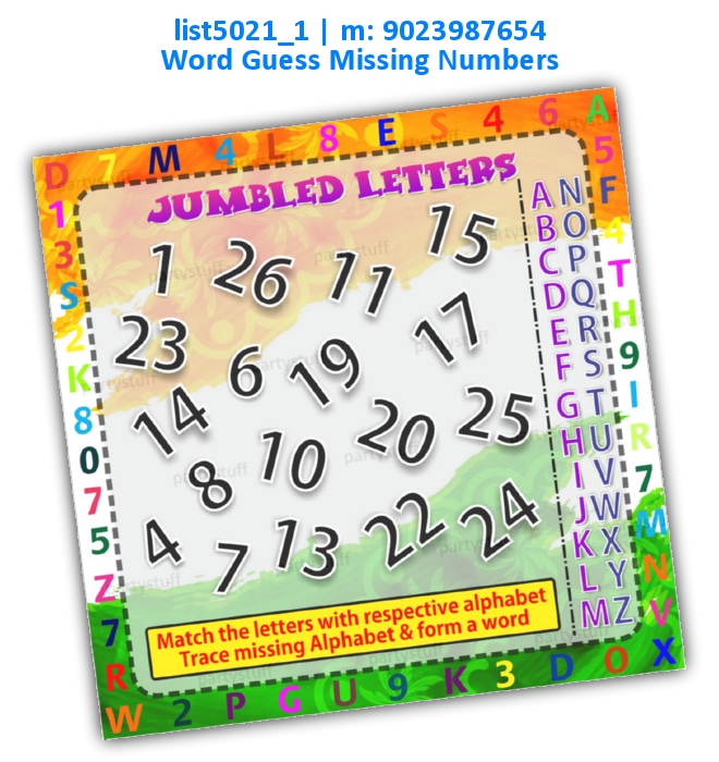 Patriot guess Missing word | Printed list5021_1 Printed Paper Games