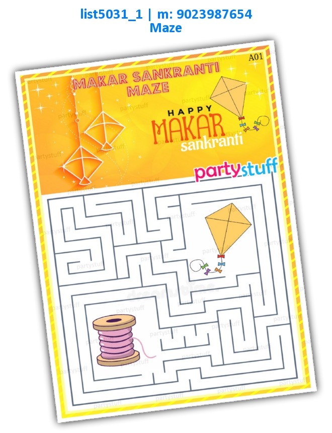 Makar Sankranti Maze | Printed list5031_1 Printed Paper Games