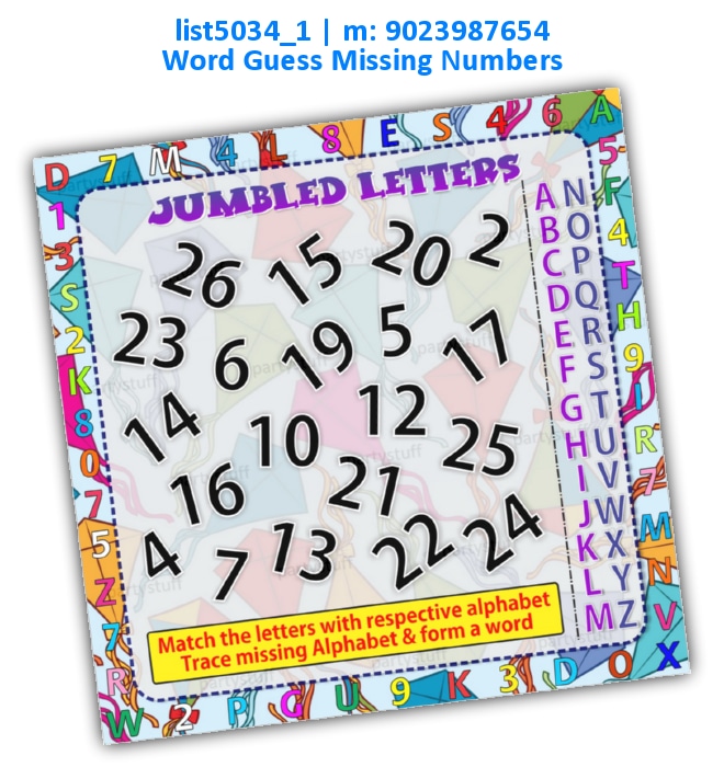 Kites guess missing word | Printed list5034_1 Printed Paper Games