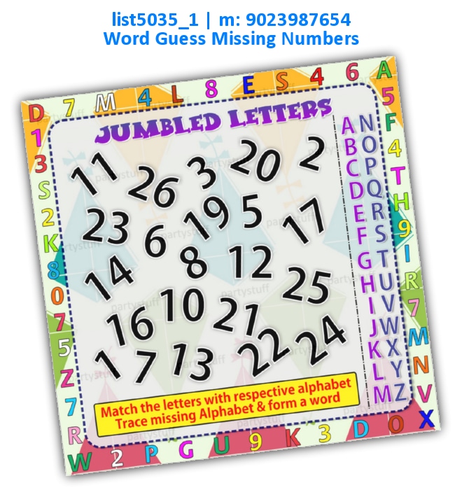 Kites guess missing word 2 | Printed list5035_1 Printed Paper Games