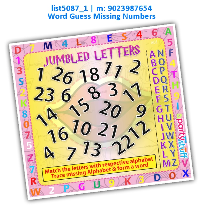 Mr. Mrs. Guess missing word | Printed list5087_1 Printed Paper Games