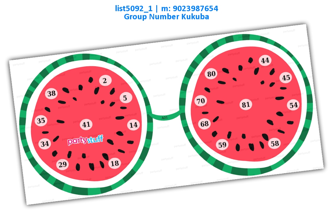 Water melon kukuba | Printed list5092_1 Printed Tambola Housie