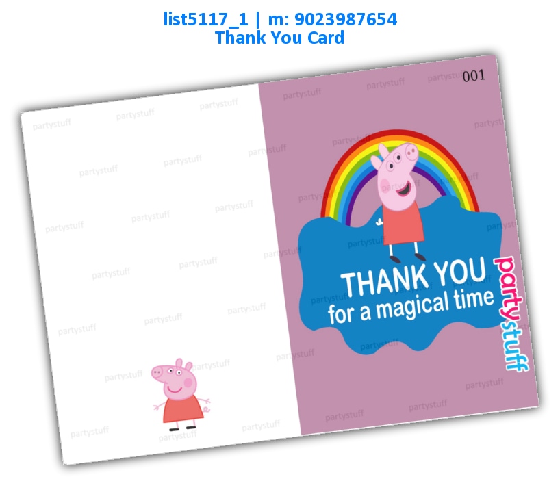 Peppa Pig Fold DIY Thankyou Card | Printed list5117_1 Printed Cards