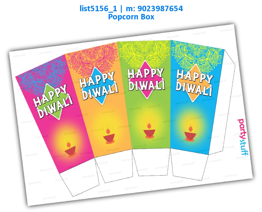 Diwali Popcorn Box | Printed list5156_1 Printed Decoration