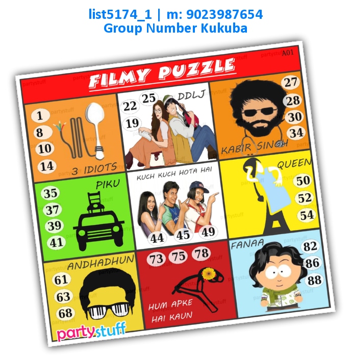 Filmy Puzzle kukuba list5174_1 Printed Tambola Housie