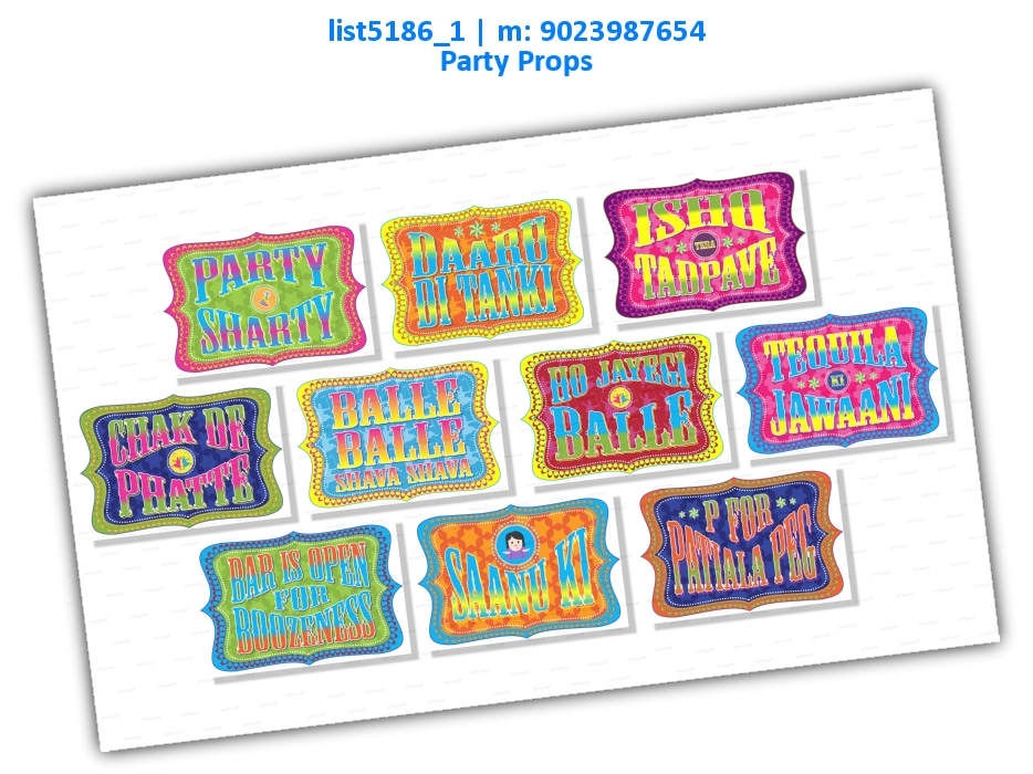 Punjab Classic Party Props | Printed list5186_1 Printed Props