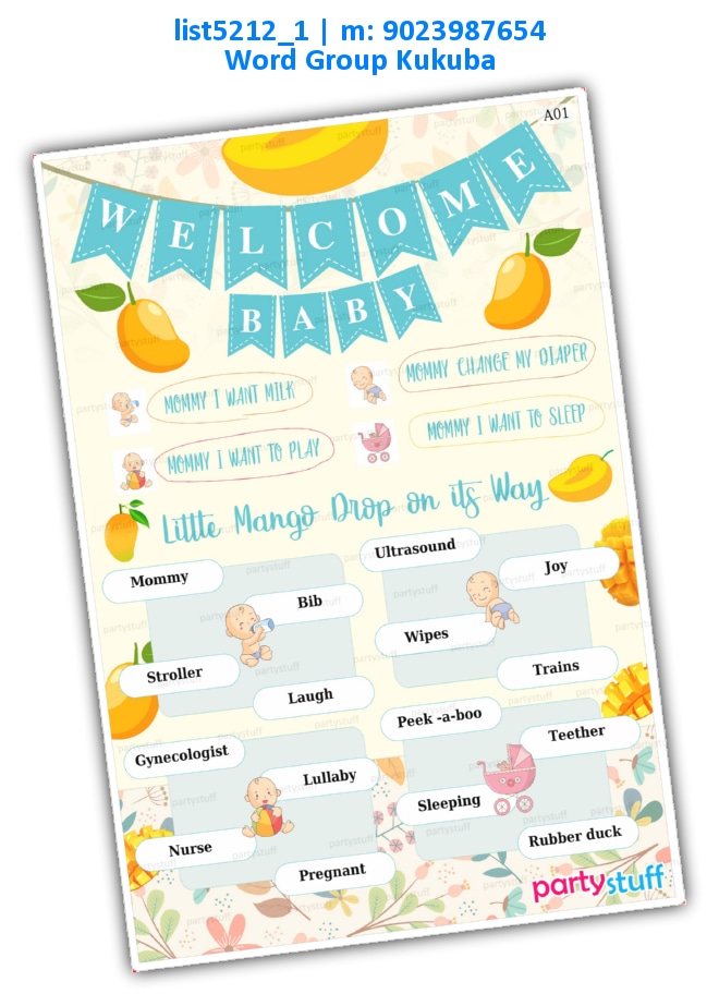 Baby terms blue mango | Printed list5212_1 Printed Tambola Housie