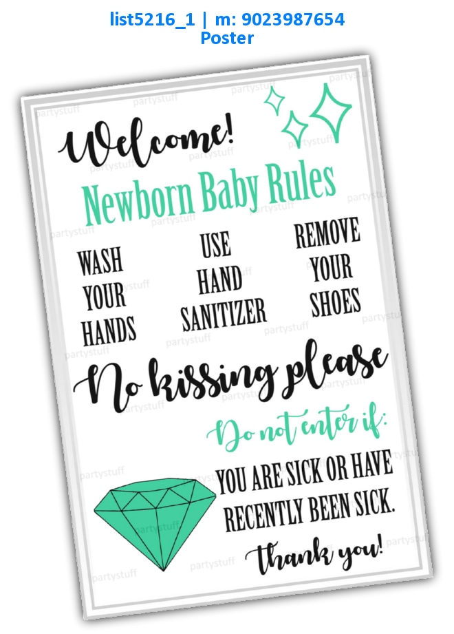 New born baby rules | Printed list5216_1 Printed Decoration