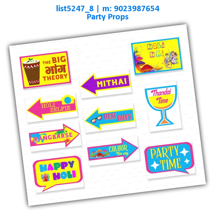 Holi Party Props 2 | Printed list5247_8 Printed Props