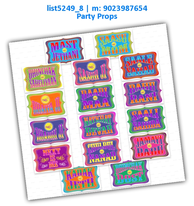 Wedding Relatives Party Props | Printed list5249_8 Printed Props