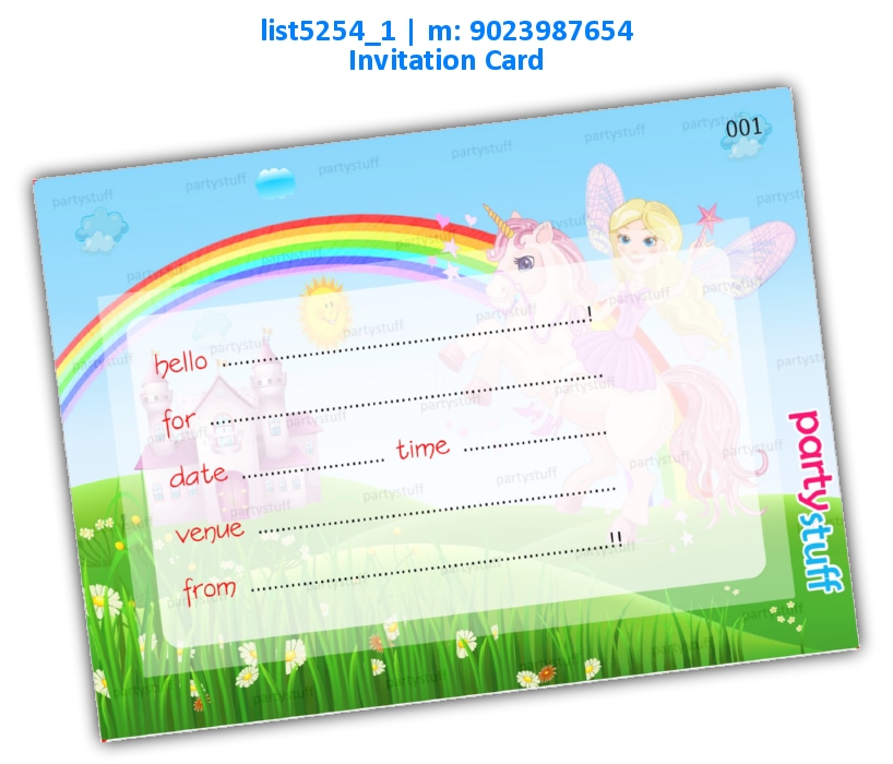 Unicorn Invitation Card 3 | Printed list5254_1 Printed Cards