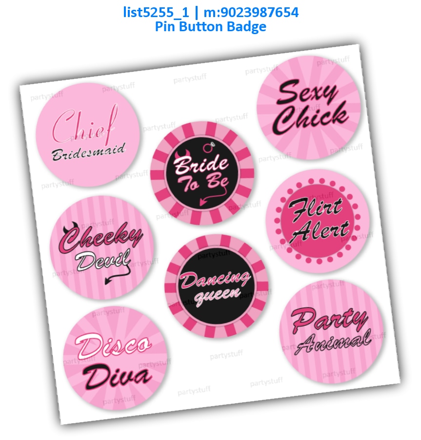 Bridesmaid Pink Badges list5255_1 Item Accessory