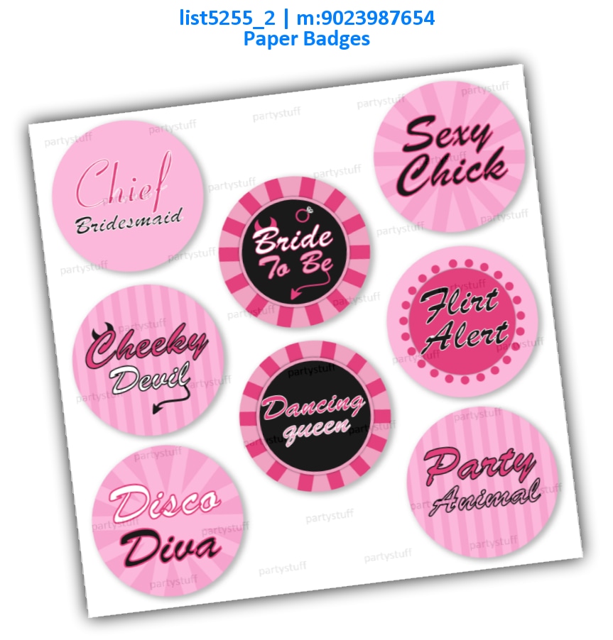 Bridesmaid Pink Badges | Printed list5255_2 Printed Accessory