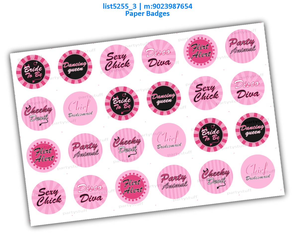 Bridesmaid Pink Badges list5255_3 Printed Accessory