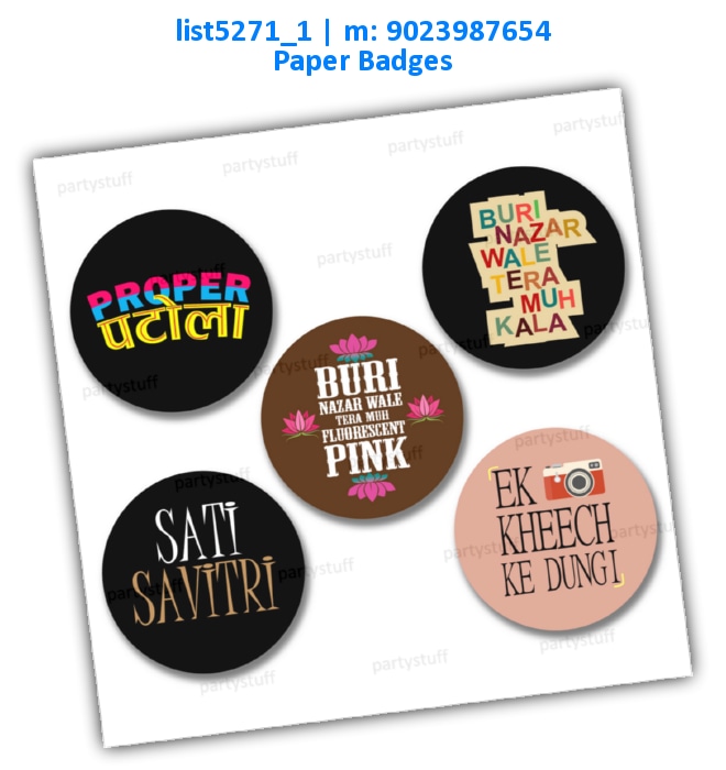 Ladies Party Badges | Printed list5271_1 Printed Accessory