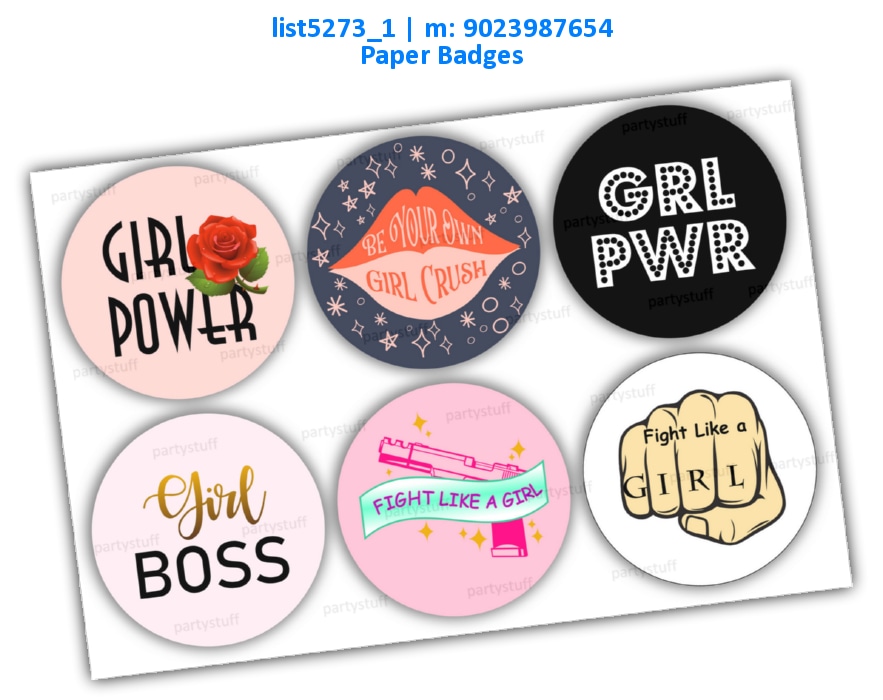 Girl Power Badges list5273_1 Printed Accessory