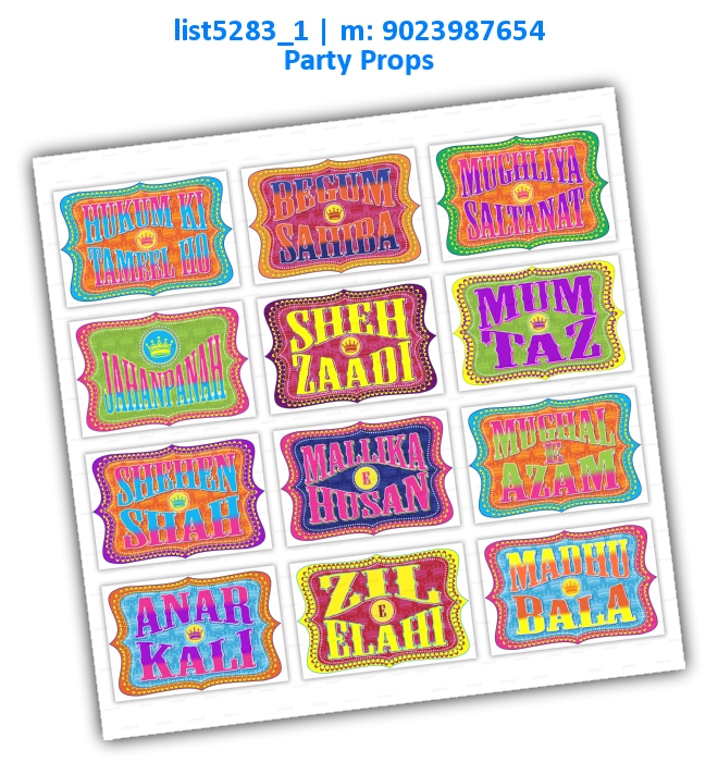 Mughal Party Props 2 | Printed list5283_1 Printed Props