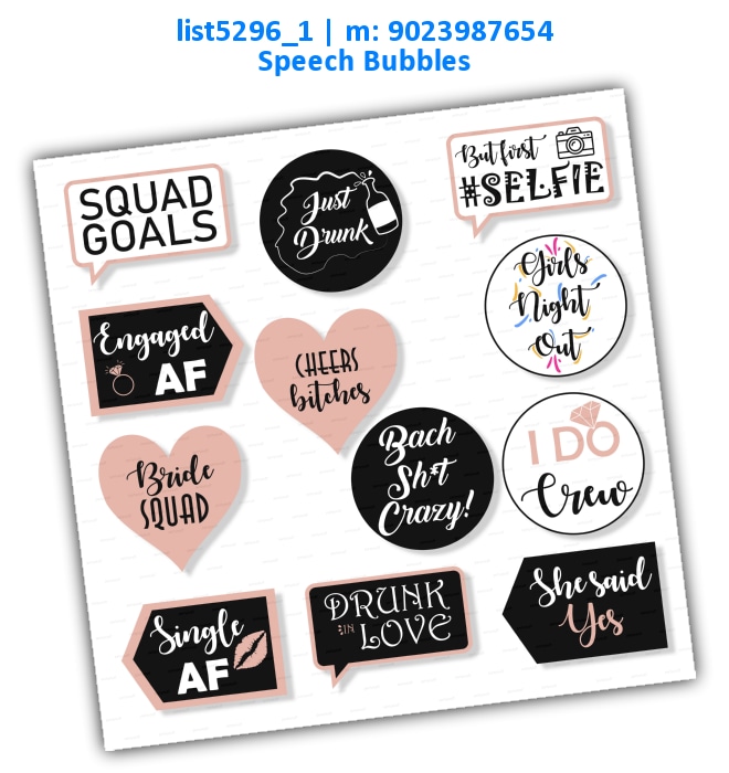 Girls Speech Bubbles 2 | Printed list5296_1 Printed Props