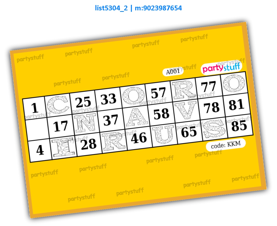 Coronavirus alphabets in blanks | Image list5304_2 Image Tambola Housie