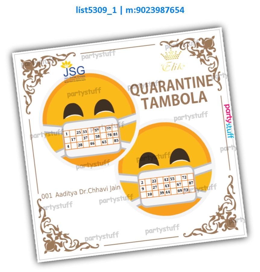 Quarantine mask grids list5309_1 Image Tambola Housie