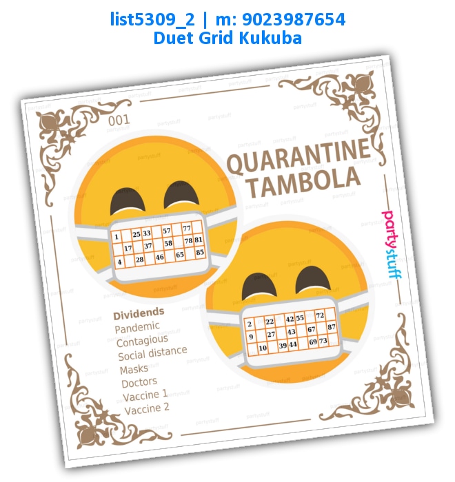 Quarantine mask grids | PDF list5309_2 PDF Tambola Housie