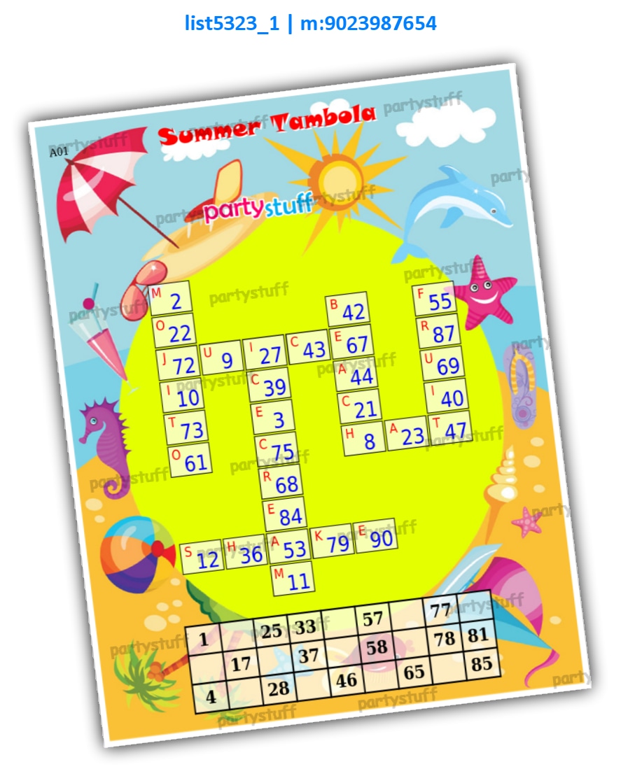 Summer crossword kukuba | Image list5323_1 Image Tambola Housie