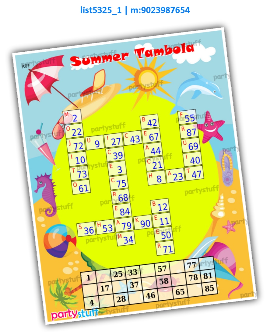 Summer crossword kukuba 2 | Image list5325_1 Image Tambola Housie