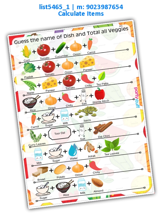 Fruits Vegetables Tambola Housie 2 | Printed list5465_1 Printed Paper Games