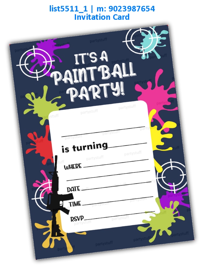 Paintball Tambola Housie list5511_1 Printed Cards
