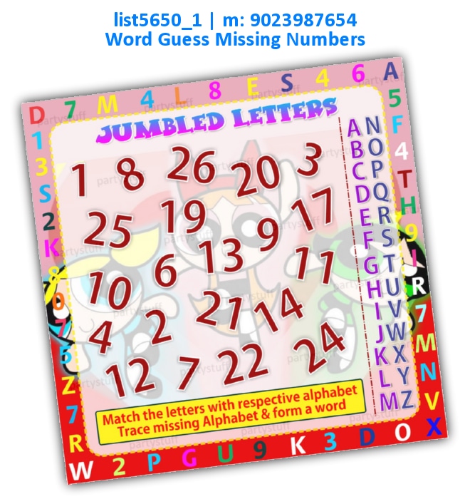 Power Puff Girls guess missing word | Printed list5650_1 Printed Paper Games