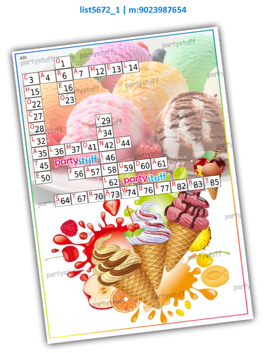 Icecream crossword kukuba 2 | Image list5672_1 Image Tambola Housie