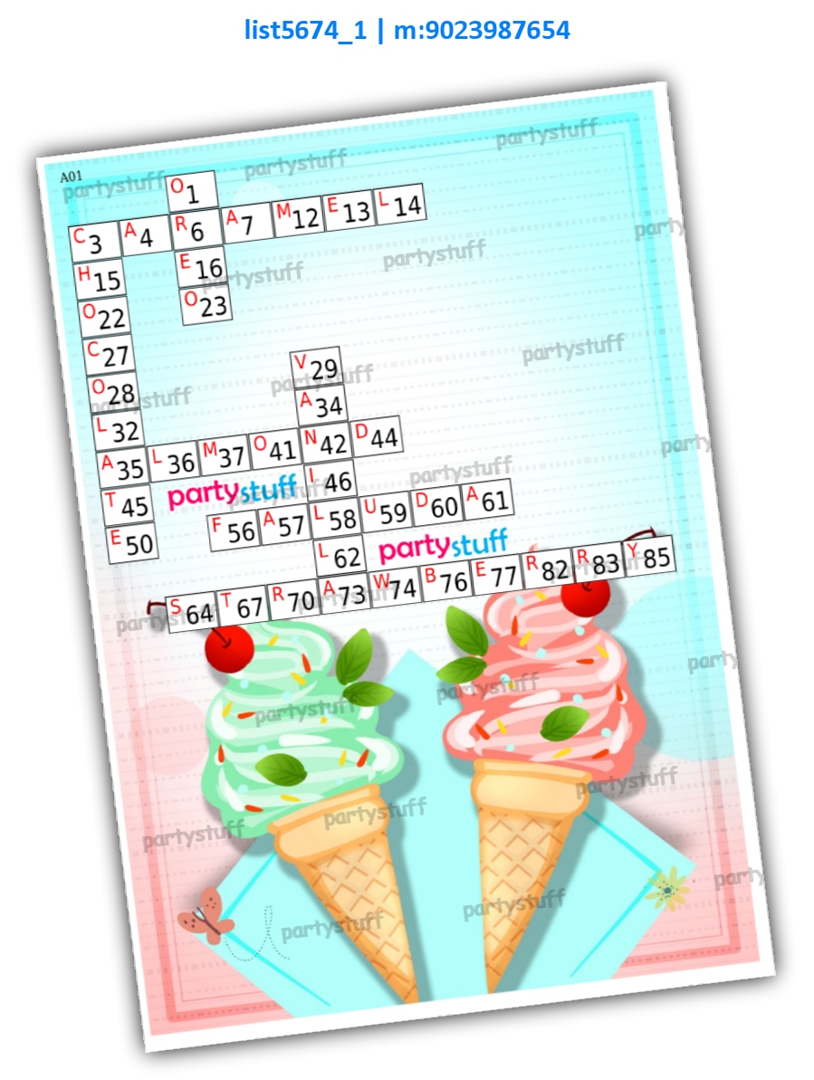 Icecream crossword kukuba list5674_1 Image Tambola Housie