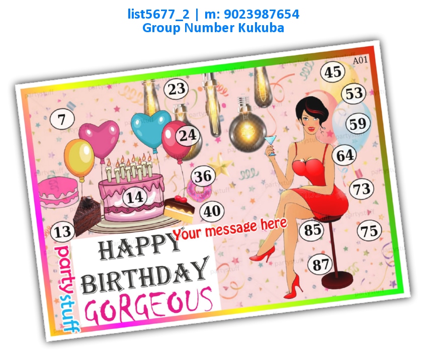 Birthday Gorgeous kukuba list5677_2 PDF Tambola Housie