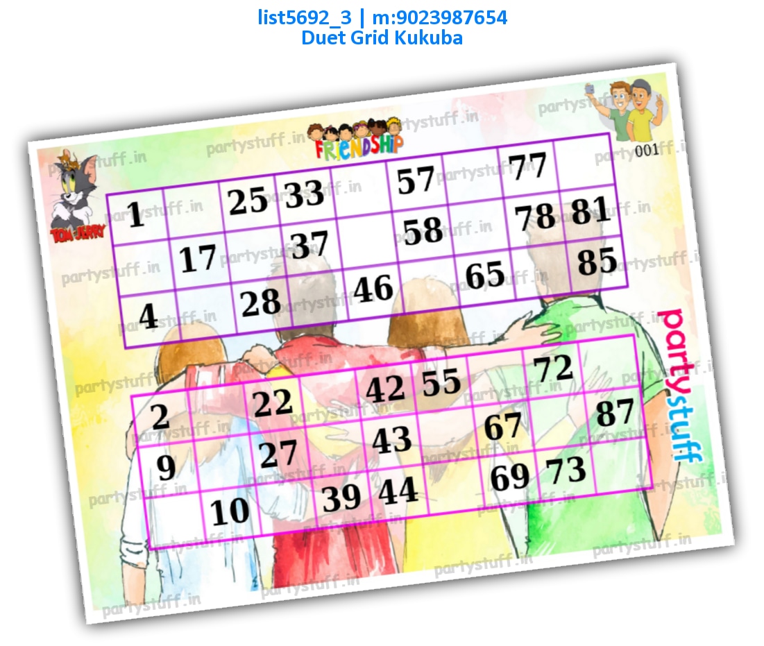 Friendship duet classic grid | PDF list5692_3 PDF Tambola Housie