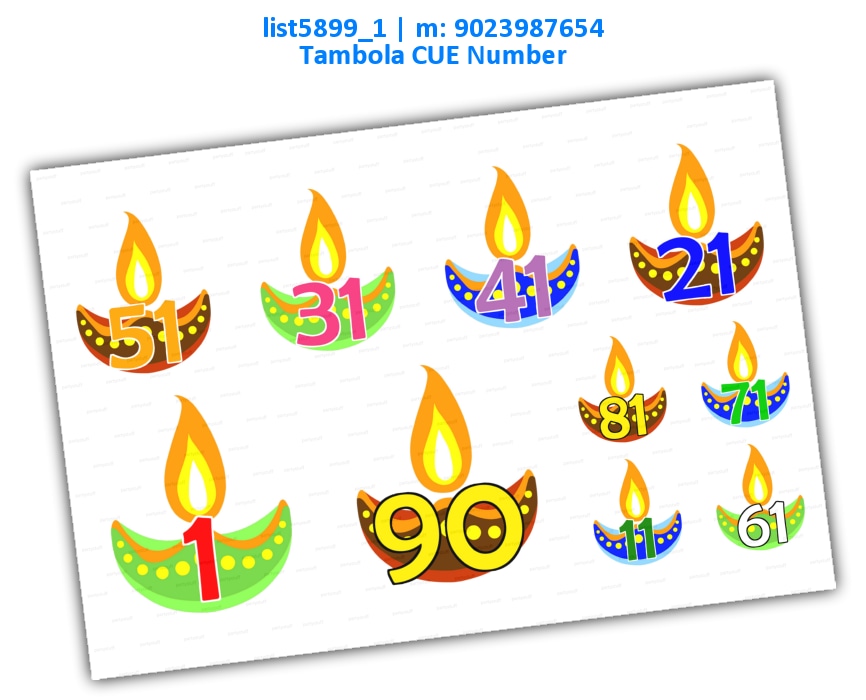 Diwali Diya Cue numbers | Image list5899_1 Image Tambola Housie